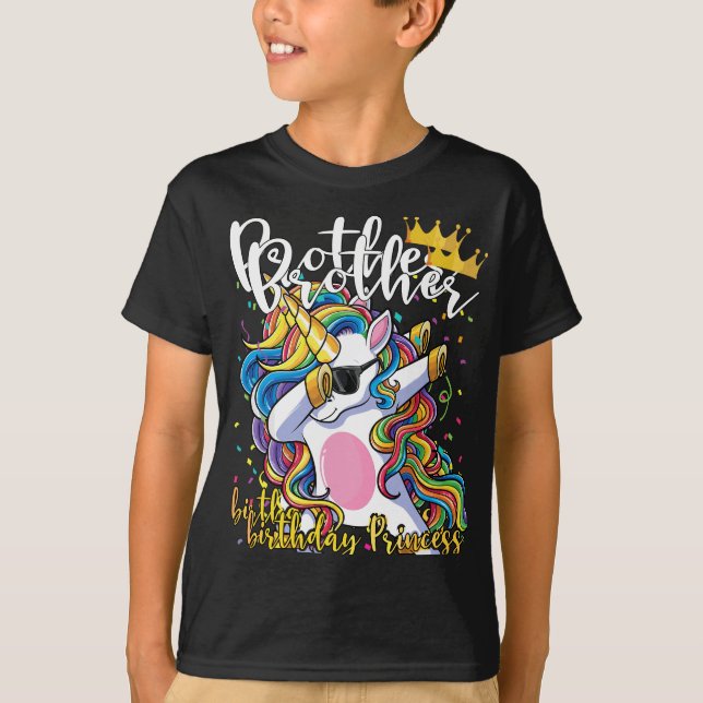 Brother of the Birthday Princess Dabbing Unicorn B T-Shirt (Front)