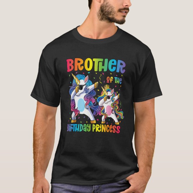 Brother of the Birthday Princess Dabbing Unicorn  T-Shirt (Front)