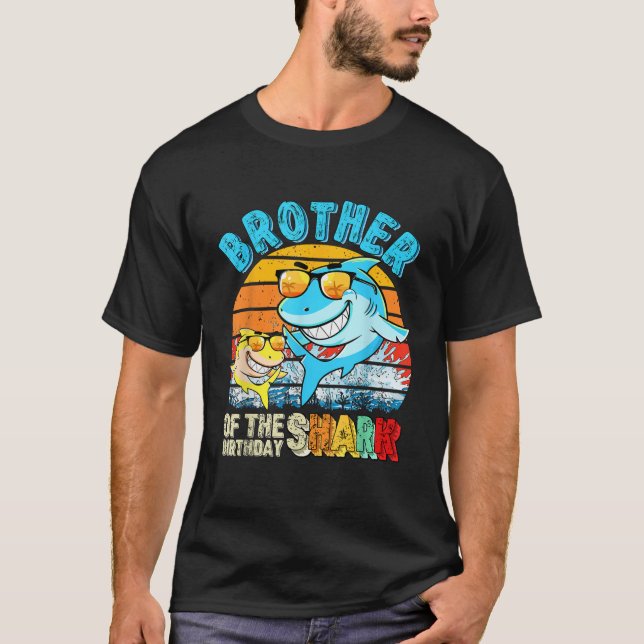 Brother Of The Birthday Shark Family Brother Shark T-Shirt (Front)