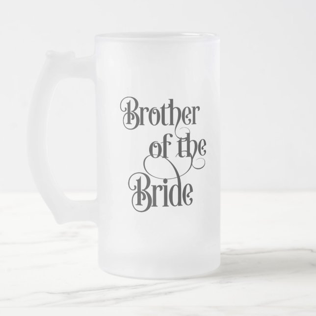 Brother of the Bride Frosted Glass Beer Mug (Left)