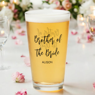 Brother of the Bride Wedding Black White Glass Cup