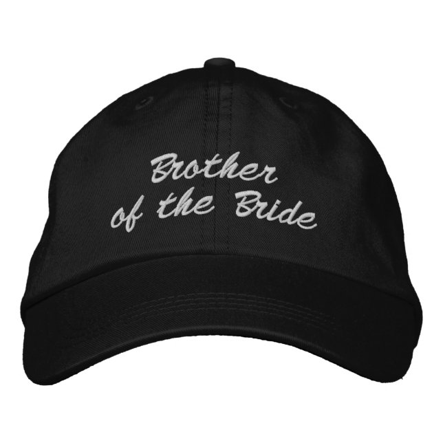 Brother of the Bride white elegant script custom Embroidered Hat (Front)