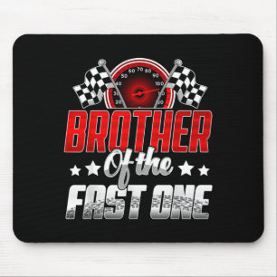 Brother of The Fast One Birthday 1st Race Car Mouse Mat