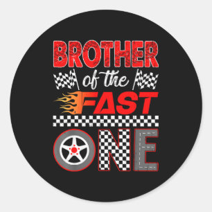 Brother Of The Fast One First Birthday Racing Car Classic Round Sticker