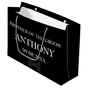 Brother of the Groom Black Elegant Gifts Wedding Large Gift Bag