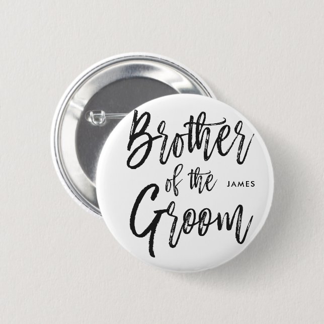 Brother of the Groom | Script Style 6 Cm Round Badge (Front & Back)
