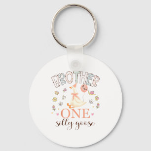 Brother of the one silly goose 1st birthday girl key ring