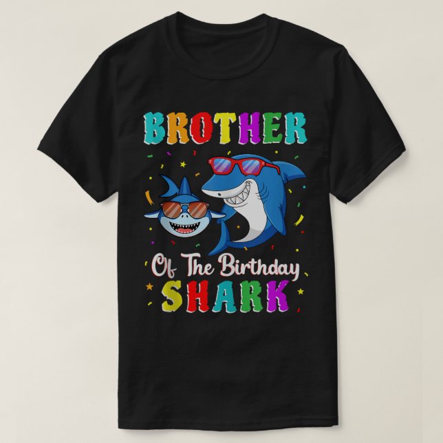 Brother Of The Shark Birthday Family Birthday Litt T-Shirt (Design Front)
