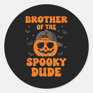 Brother Of The Spooky Dude Halloween Pumpkin Birth Classic Round Sticker