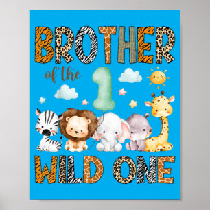 Brother Of The Wild One 1st Birthday Animal Party Poster
