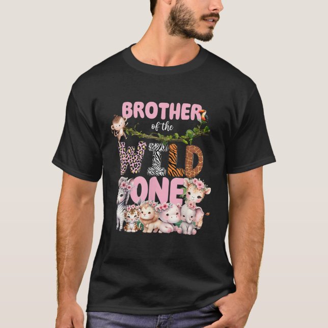 Brother of The Wild One 1st Birthday Girl Kids Saf T-Shirt (Front)