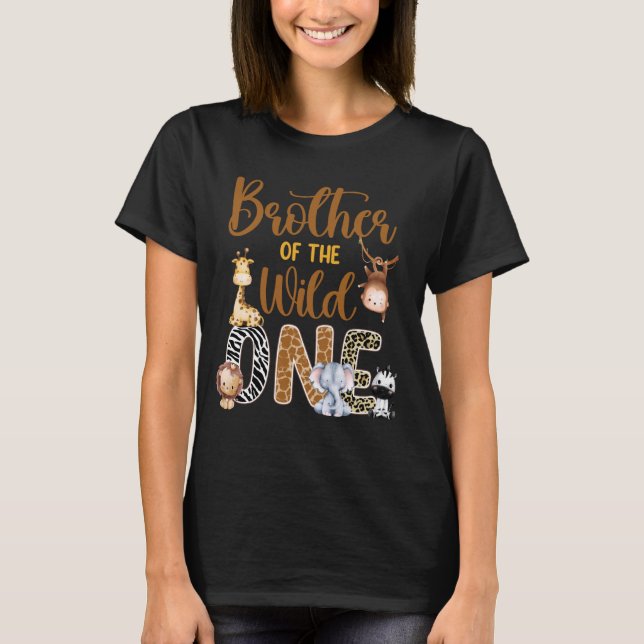 Brother of The Wild One Animal Safari 1st Birthday T-Shirt (Front)