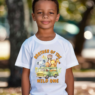 Brother of the Wild One safari animals birthday T-Shirt