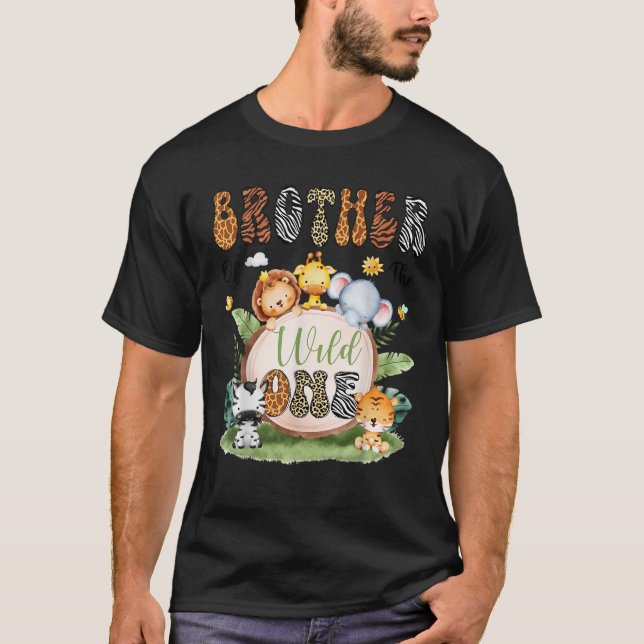 Brother Of The Wild One Safari Jungle 1St Birthday T-Shirt (Front)