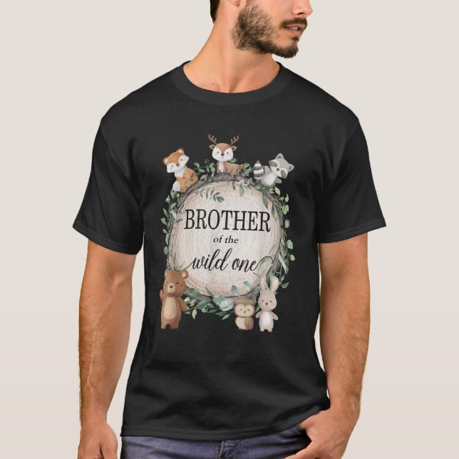 Brother of the Wild One Woodland Forest Animals 1s T-Shirt (Front)