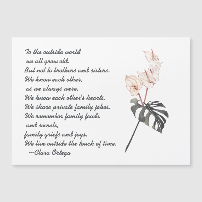 Brother or Sister Sentimental Poem Black and Pink  (Front)