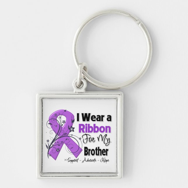 Brother - Pancreatic Cancer Ribbon Key Ring (Front)