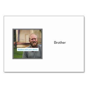 Brother Photo on Personalised Family Flashcards Table Number