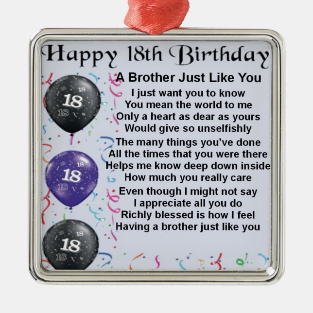 Brother Poem 18th Birthday Metal Tree Decoration (Front)