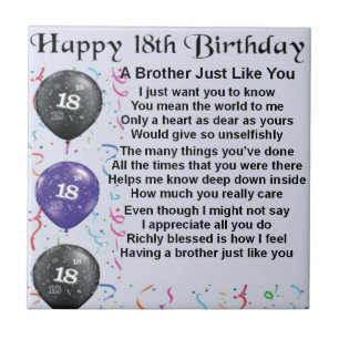 Brother Poem 18th Birthday Tile