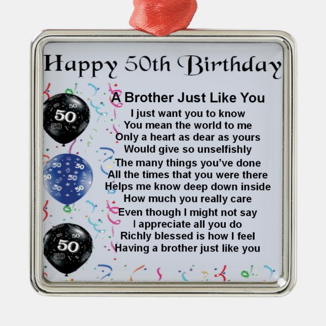 Brother Poem 50th Birthday Metal Tree Decoration (Front)