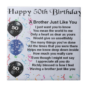 Brother Poem 50th Birthday Tile