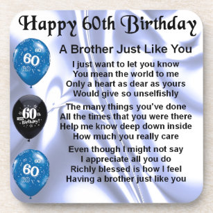 Brother poem 60th Birthday Coaster