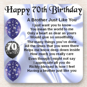 Brother Poem 70th Birthday Coaster