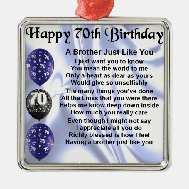 Brother Poem 70th Birthday Metal Tree Decoration (Front)