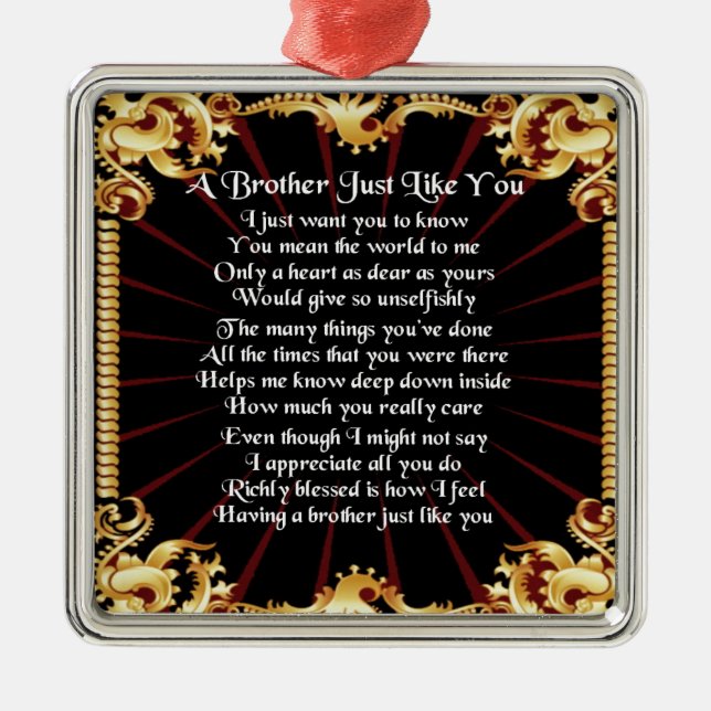 Brother Poem - Black design Metal Tree Decoration (Front)