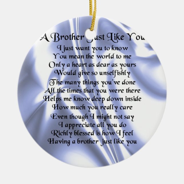 Brother Poem - Blue Silk Ceramic Tree Decoration (Front)