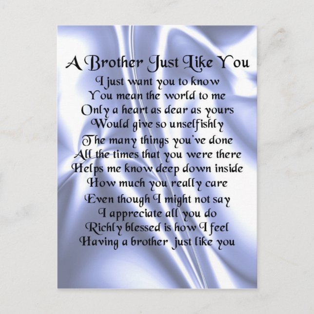 Brother Poem - Blue Silk Postcard (Front)