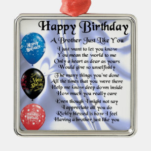 Brother Poem  Happy Birthday Metal Tree Decoration