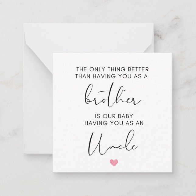 Brother Promoted To Uncle, pregnancy reveal Card (Front)
