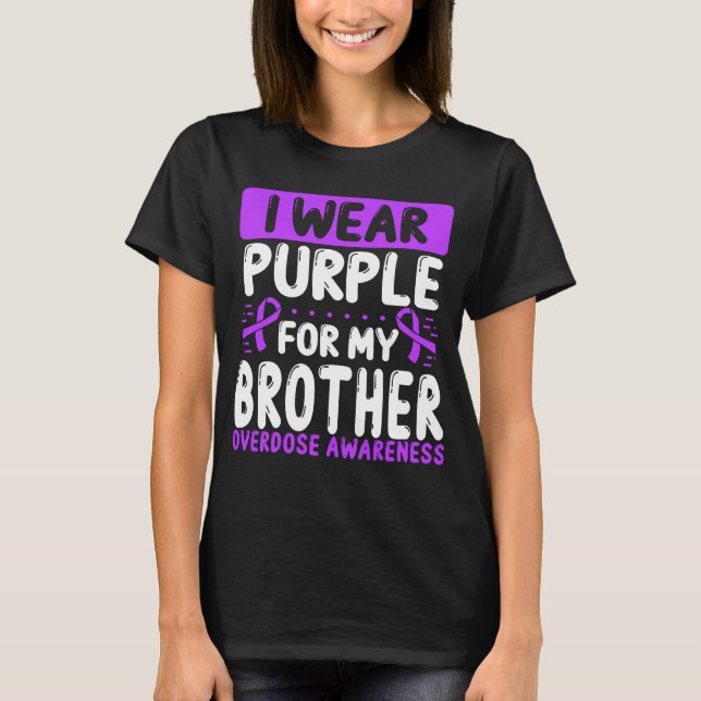 Brother Purple Ribbon Twin Overdose Awareness T-Shirt (Front)