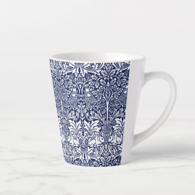 Brother Rabbit Navy Blue Pattern William Morris Latte Mug (Right)