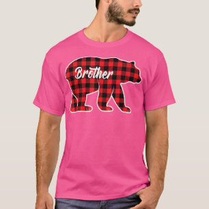 Brother Red Plaid Bear Family Son Kid Matching Paj T-Shirt
