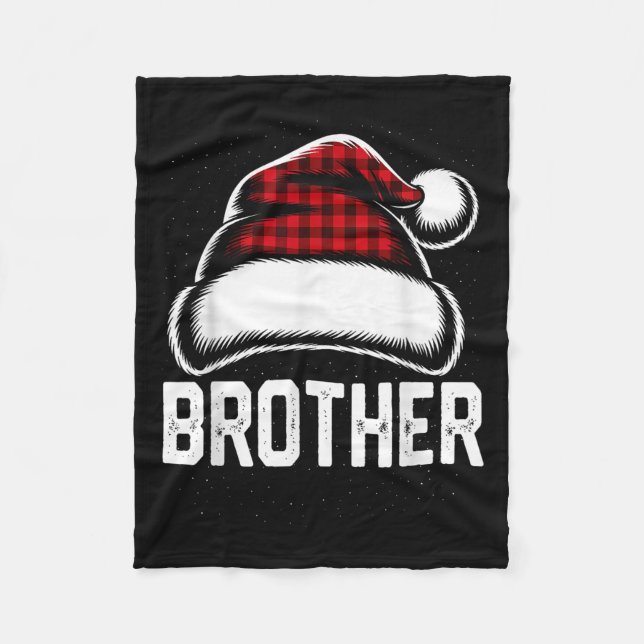Brother Santa Red Plaid Christmas Family Matching  Fleece Blanket (Front)