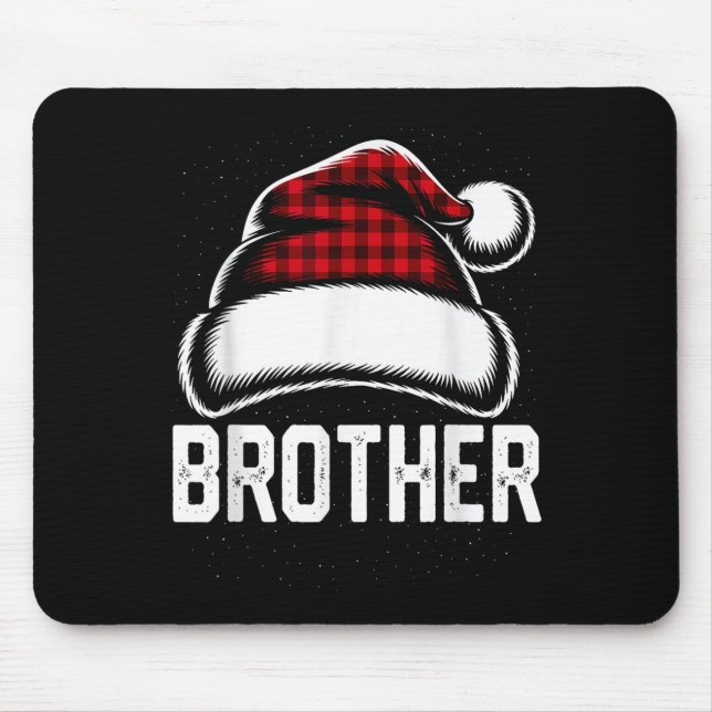 Brother Santa Red Plaid Christmas Family Matching  Mouse Mat (Front)