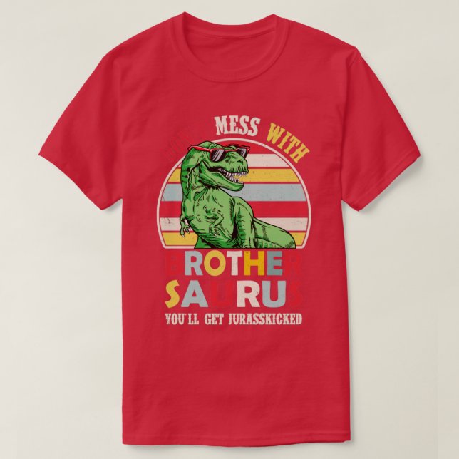 Brother Saurus Shirt Dinosaur Brother Shirt Brothe (Design Front)