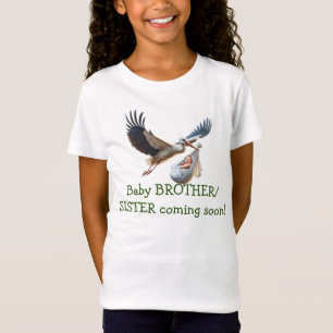 Brother/ sister birth announcement fun stork T-Shirt