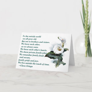 Brother / Sister Calla Lilly Birthday Poem Card