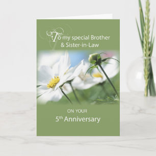 Brother & Sister-in-Law 5th Anniversary Flowers Card