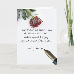 Brother & Sister in Law, christmas letter on snow Holiday Card