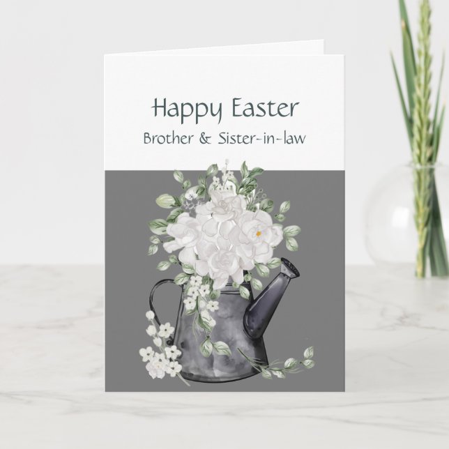 Brother & Sister-in-law Easter White Flowers  Holiday Card (Front)