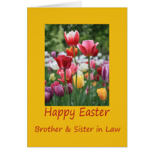 Brother & Sister in law Happy Easter Tulip card