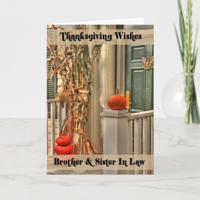 Brother & Sister In Law Happy Thanksgiving Holiday Card (Front)