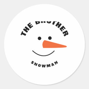 Brother Snowman Face Squad Matching Family Costume Classic Round Sticker