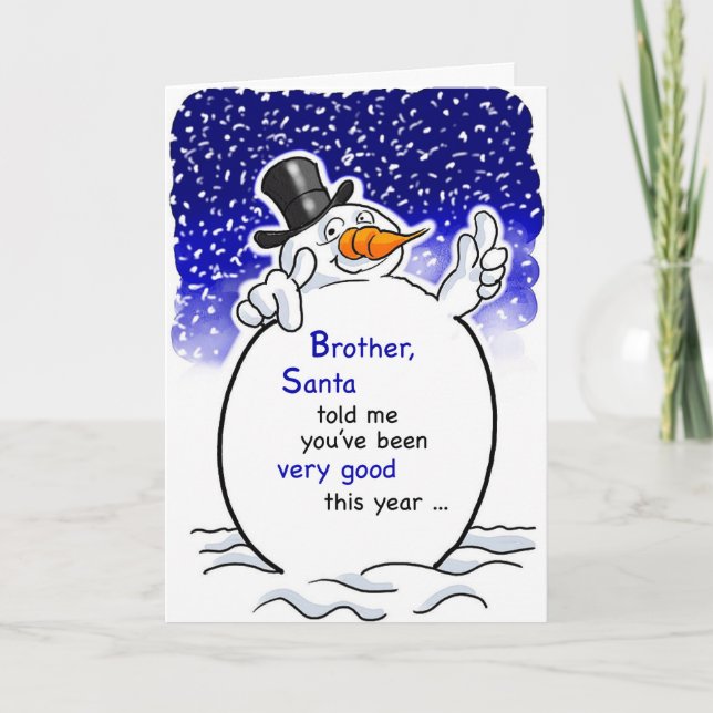 Brother, Snowman, Santa Humour, Christmas Holiday Card (Front)
