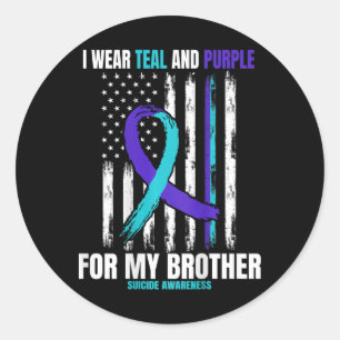 Brother Suicide Awareness Prevention American Flag Classic Round Sticker
